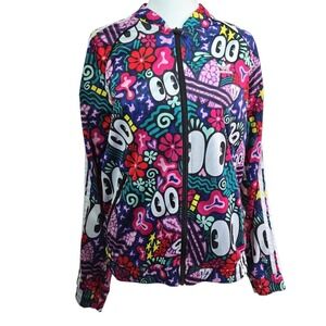 Adidas Originals Hattie Stewart Doodle Print Track Jacket Womens Medium Multi